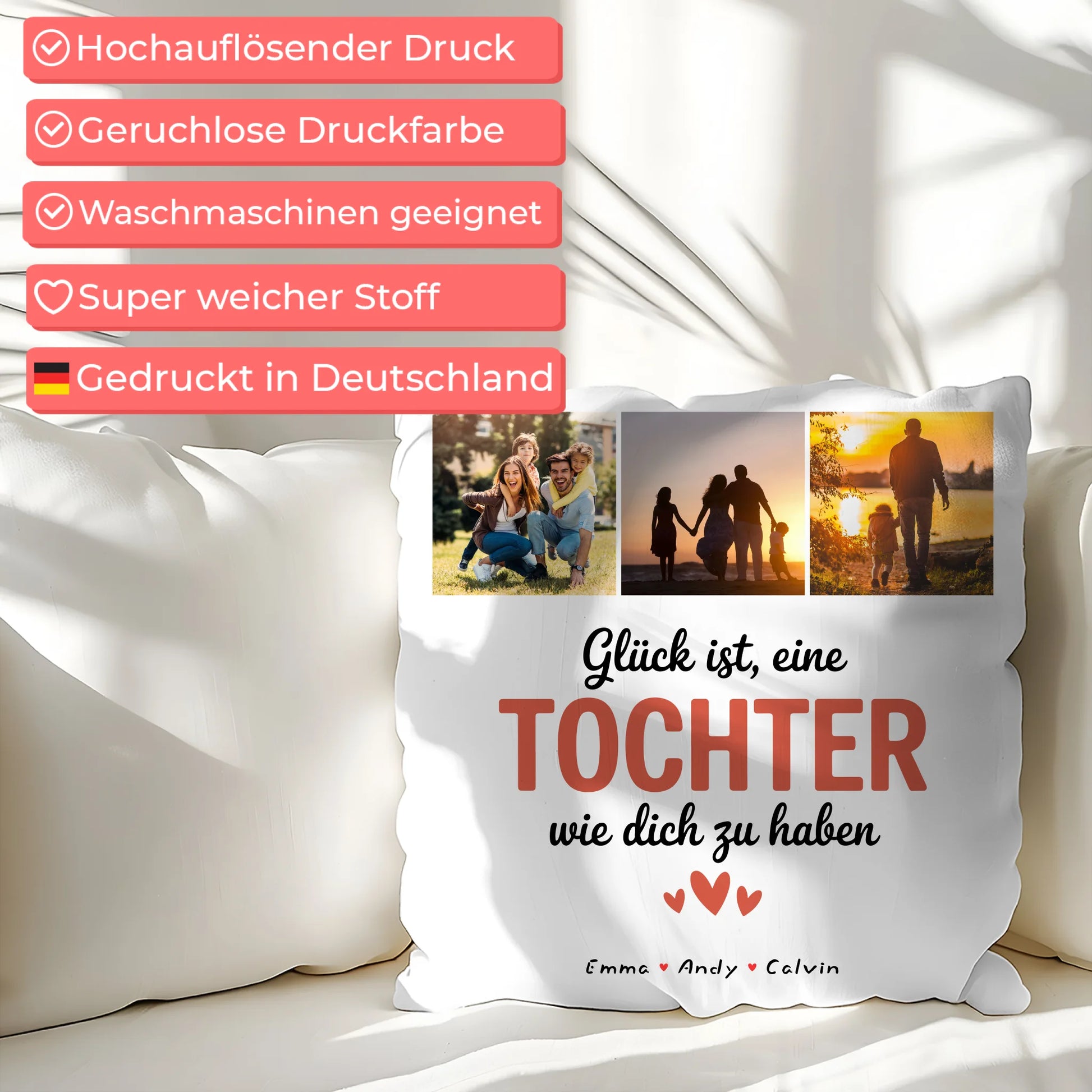 Personalisiertes Foto Kissen Mit Namen Geschenk Fotocollage Tochter Glück Ist eine Tochter Wie Dich Zu Haben 7