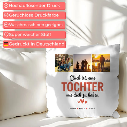 Personalisiertes Foto Kissen Mit Namen Geschenk Fotocollage Tochter Glück Ist eine Tochter Wie Dich Zu Haben