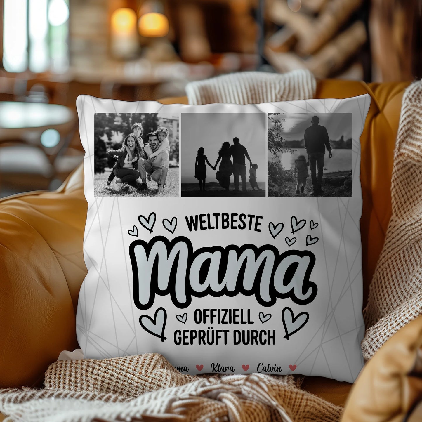 Personalisierte Kissen Für Mama Und Papa mit Mama Fotocollage Weltbeste Mama Offiziell Geprüft Durch 4