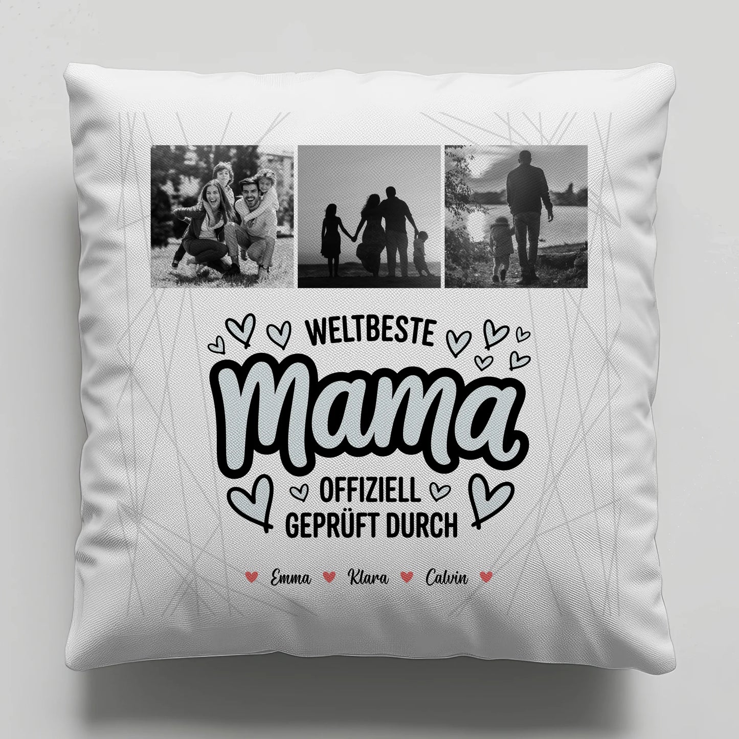 Personalisierte Kissen Für Mama Und Papa mit Mama Fotocollage Weltbeste Mama Offiziell Geprüft Durch