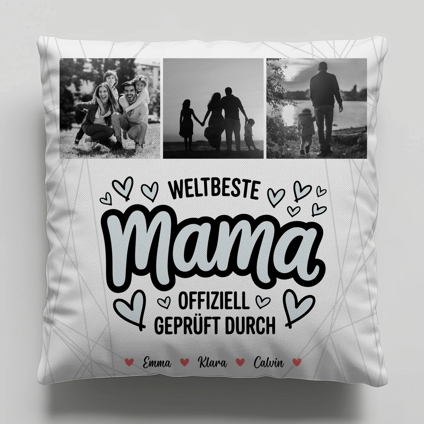 Personalisierte Kissen Für Mama Und Papa mit Mama Fotocollage Weltbeste Mama Offiziell Geprüft Durch 1