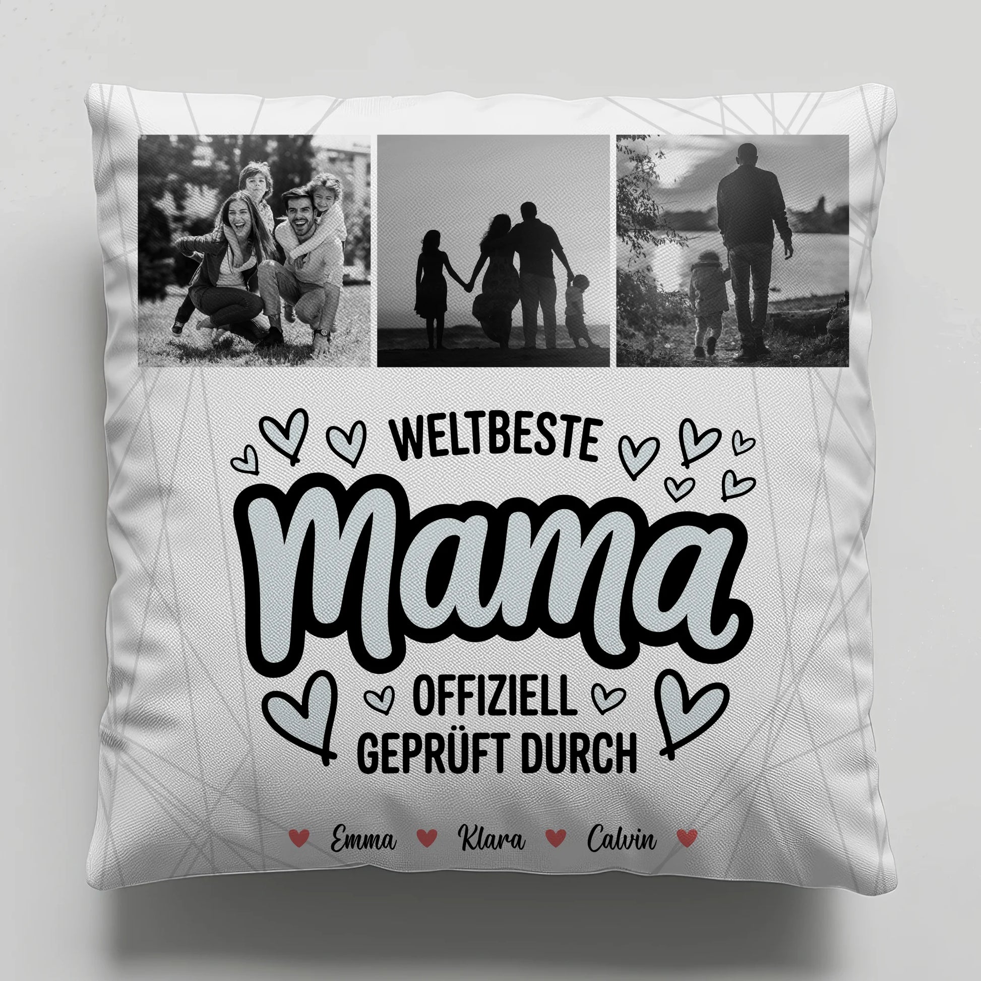 Personalisierte Kissen Für Mama Und Papa mit Mama Fotocollage Weltbeste Mama Offiziell Geprüft Durch 1