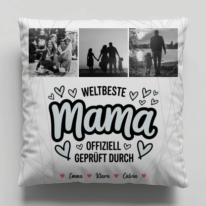 Personalisierte Kissen Für Mama Und Papa mit Mama Fotocollage Weltbeste Mama Offiziell Geprüft Durch 6