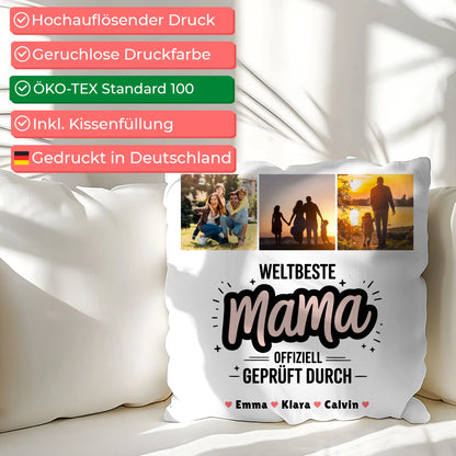 Mama Kissen Geschenk Fotocollage Mama Weltbeste Mama Offiziell Geprüft Durch 2