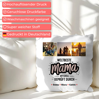 Mama Kissen Geschenk Fotocollage Mama Weltbeste Mama Offiziell Geprüft Durch