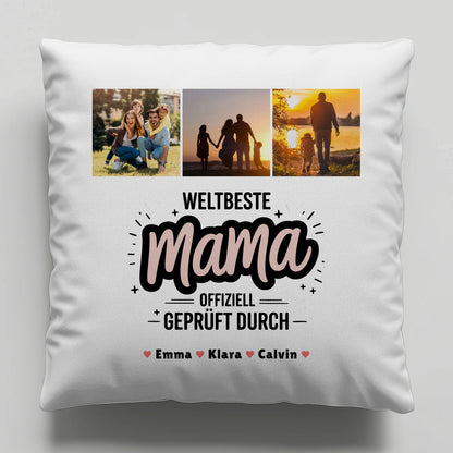 Mama Kissen Geschenk Fotocollage Mama Weltbeste Mama Offiziell Geprüft Durch