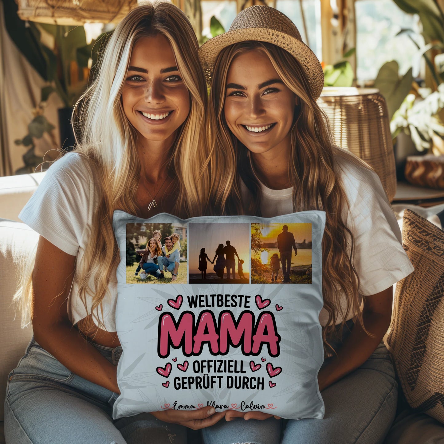 Personalisierte Kissen Mama mit Fotocollage für Mama Weltbeste Mama Offiziell Geprüft Durch 3