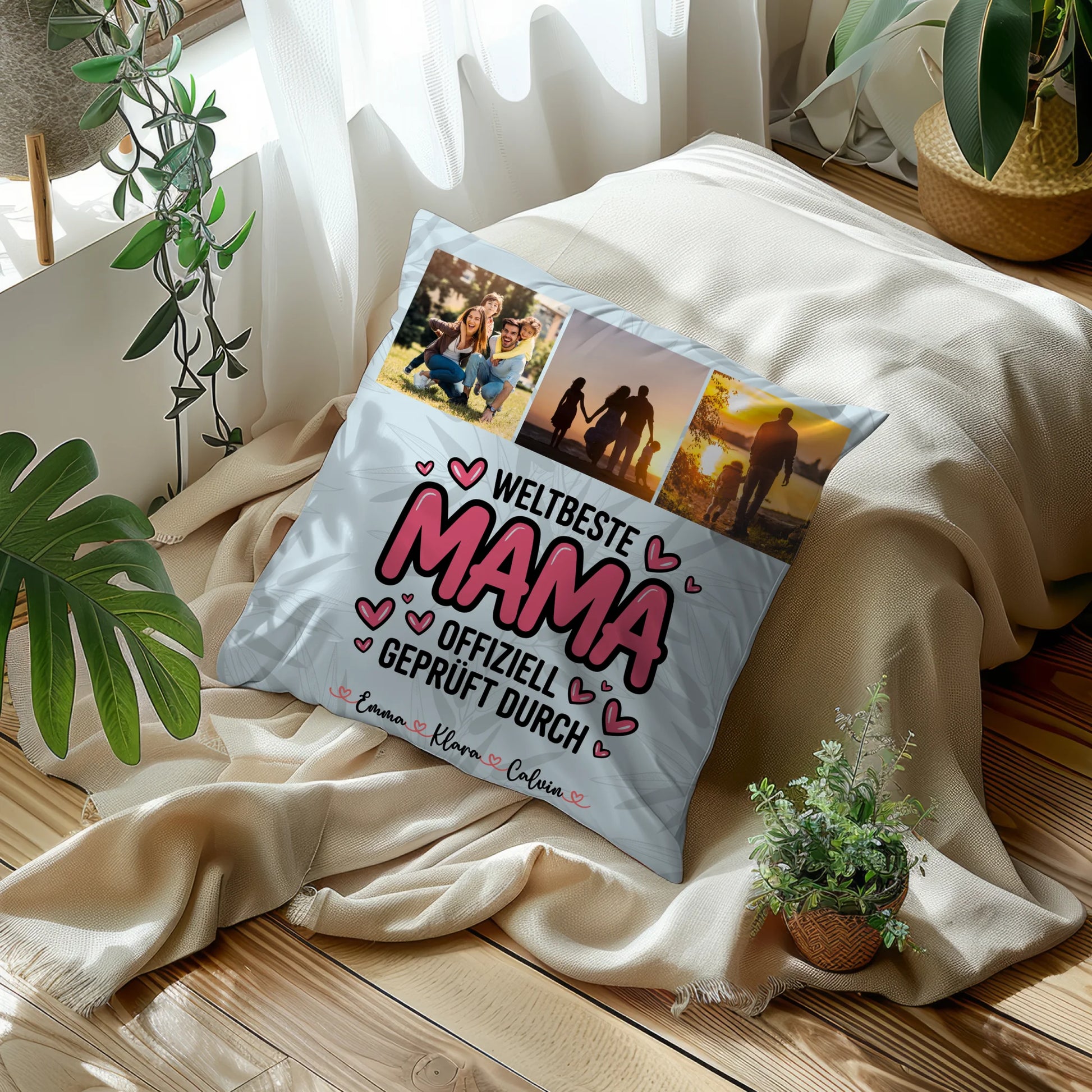 Personalisierte Kissen Mama mit Fotocollage für Mama Weltbeste Mama Offiziell Geprüft Durch 5