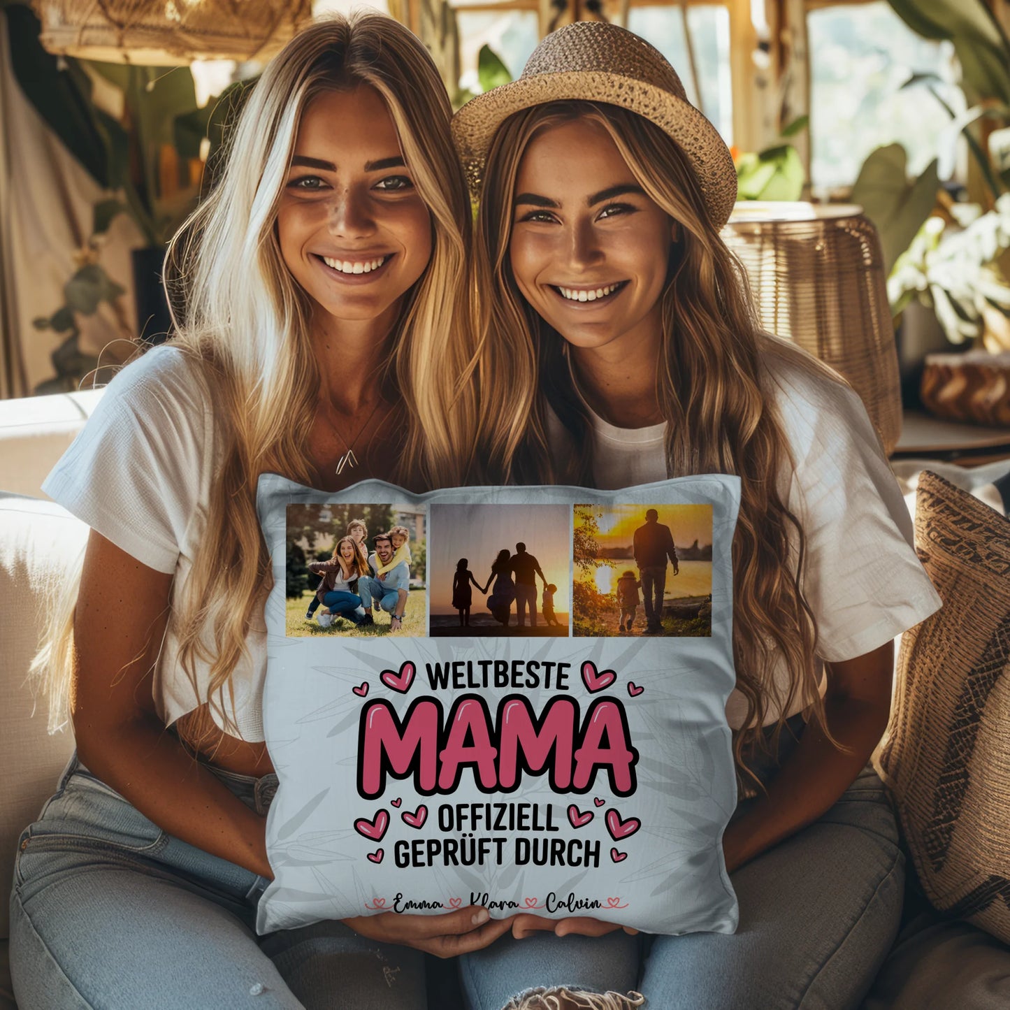 Personalisierte Kissen Mama mit Fotocollage für Mama Weltbeste Mama Offiziell Geprüft Durch 8