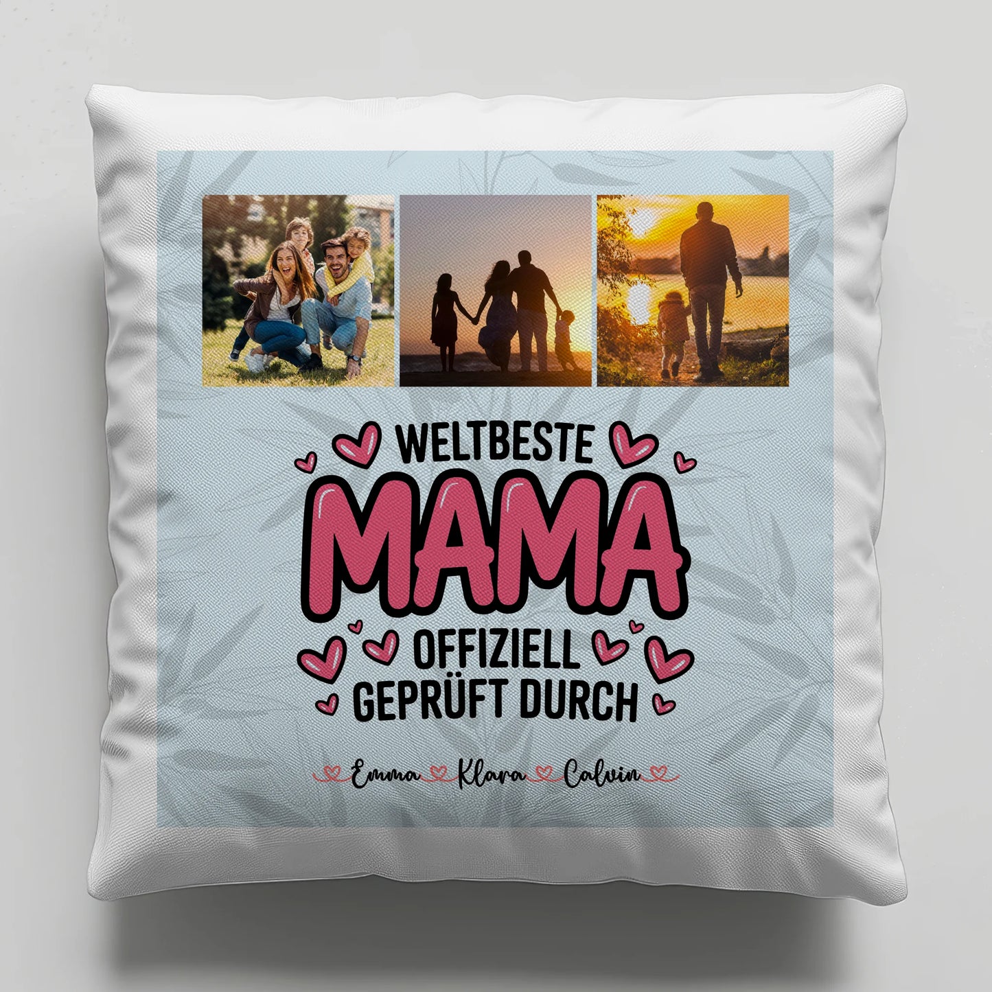 Personalisierte Kissen Mama mit Fotocollage für Mama Weltbeste Mama Offiziell Geprüft Durch
