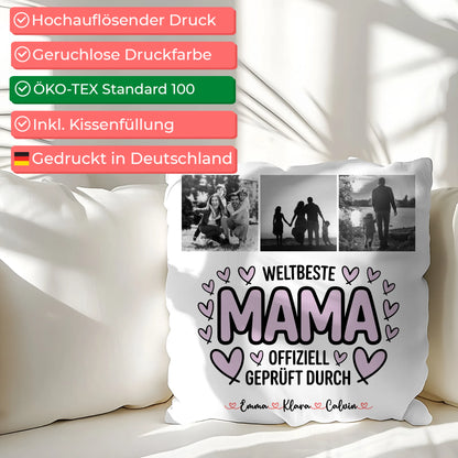 Kissen Für Mama Mama Fotocollage Weltbeste Mama Offiziell Geprüft Durch personalisiertes Geschenk 2