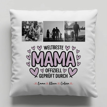 Kissen Für Mama Mama Fotocollage Weltbeste Mama Offiziell Geprüft Durch personalisiertes Geschenk