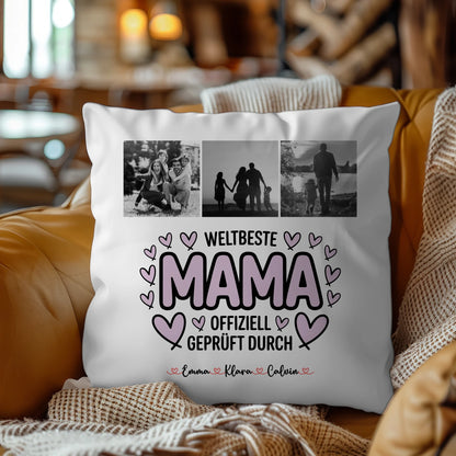 Kissen Für Mama Mama Fotocollage Weltbeste Mama Offiziell Geprüft Durch personalisiertes Geschenk