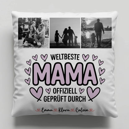 Kissen Für Mama Mama Fotocollage Weltbeste Mama Offiziell Geprüft Durch personalisiertes Geschenk 1