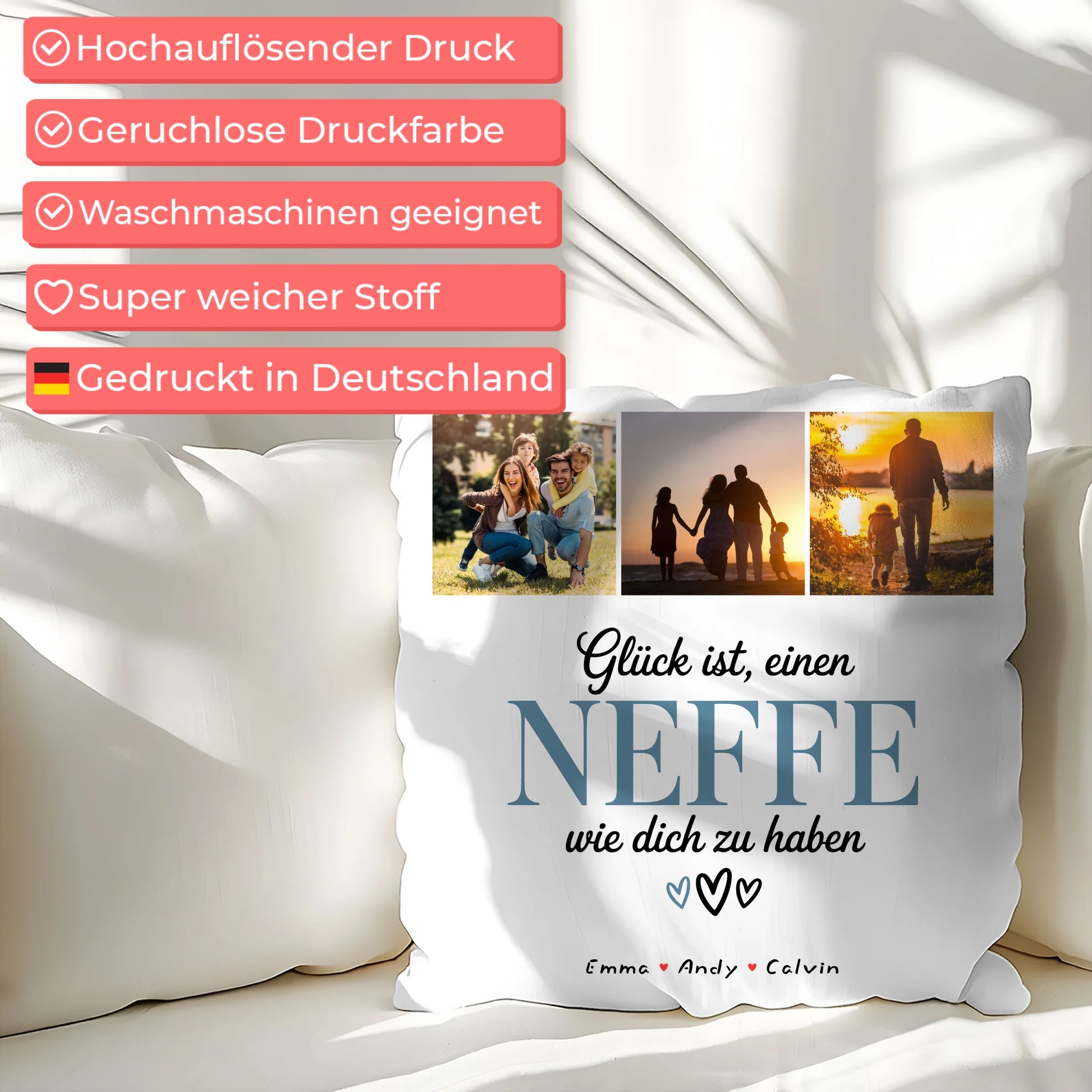Foto Kissen Mit Namen Geschenk Fotocollage Neffe Glück Ist einen Neffe Wie Dich Zu Haben 7