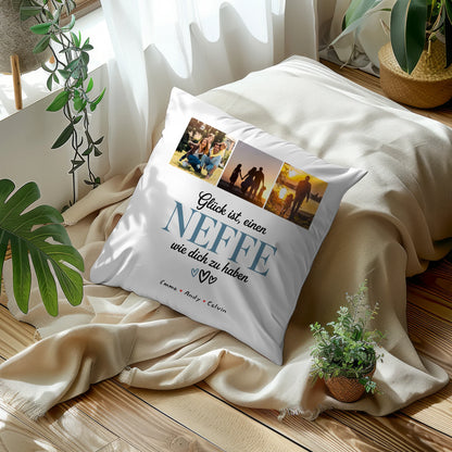 Foto Kissen Mit Namen Geschenk Fotocollage Neffe Glück Ist einen Neffe Wie Dich Zu Haben