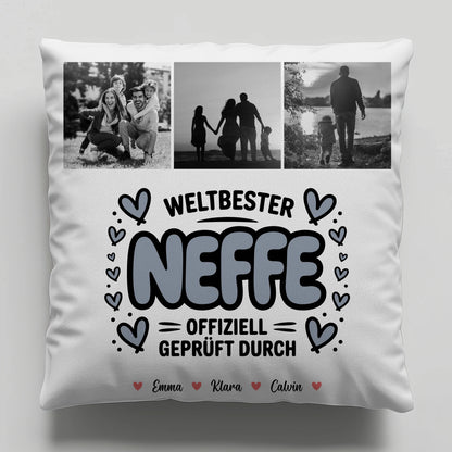 Kissen Mit Namen Neffe Fotocollage Weltbester Neffe Offiziell Geprüft Durch 1