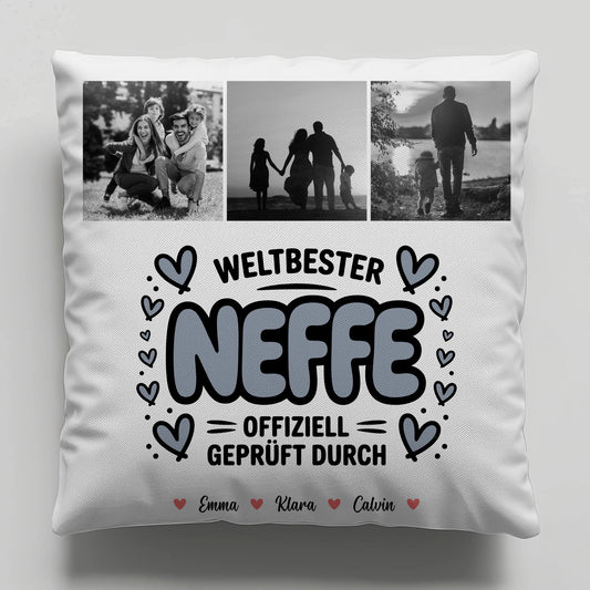 Kissen Mit Namen Neffe Fotocollage Weltbester Neffe Offiziell Geprüft Durch 1