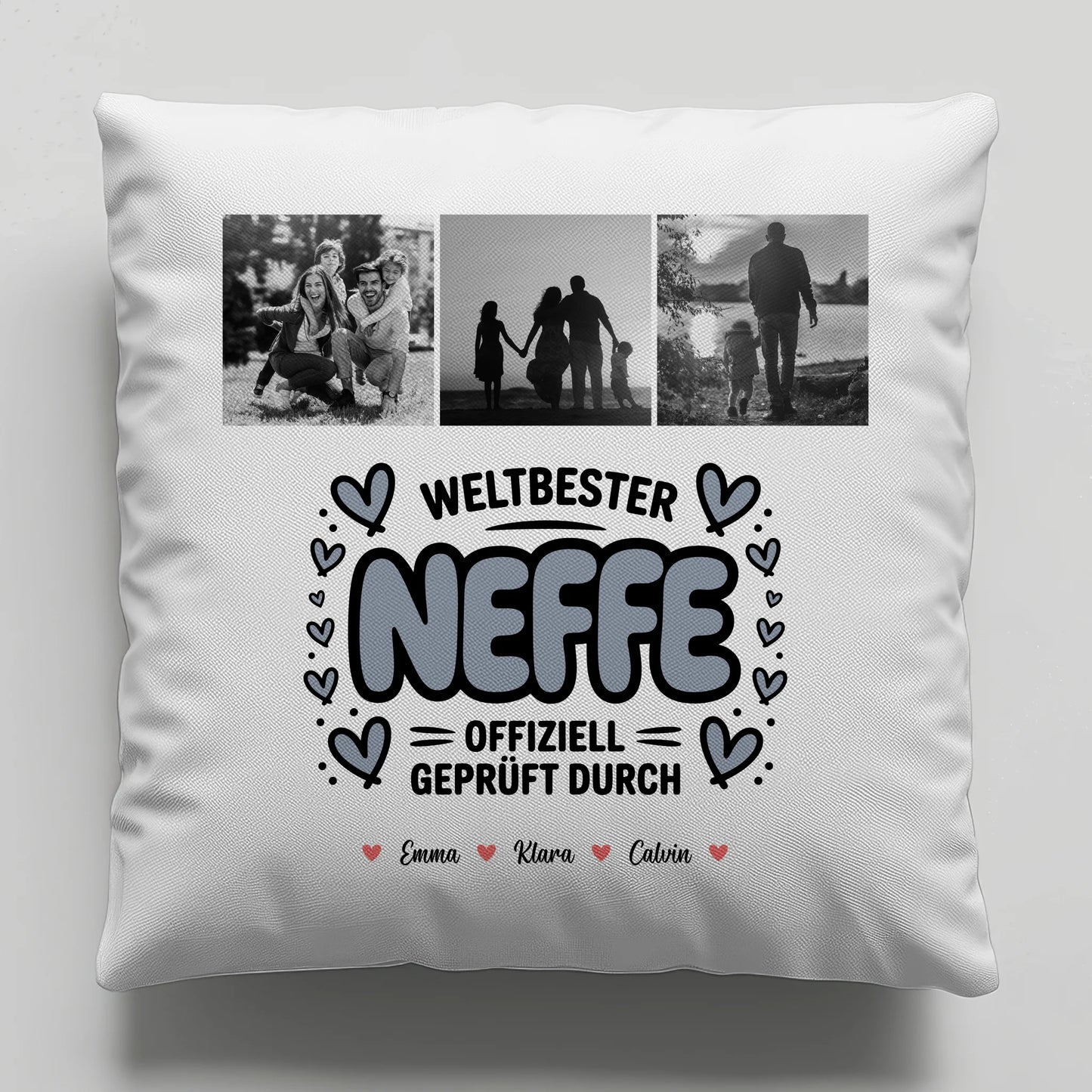 Kissen Mit Namen Neffe Fotocollage Weltbester Neffe Offiziell Geprüft Durch