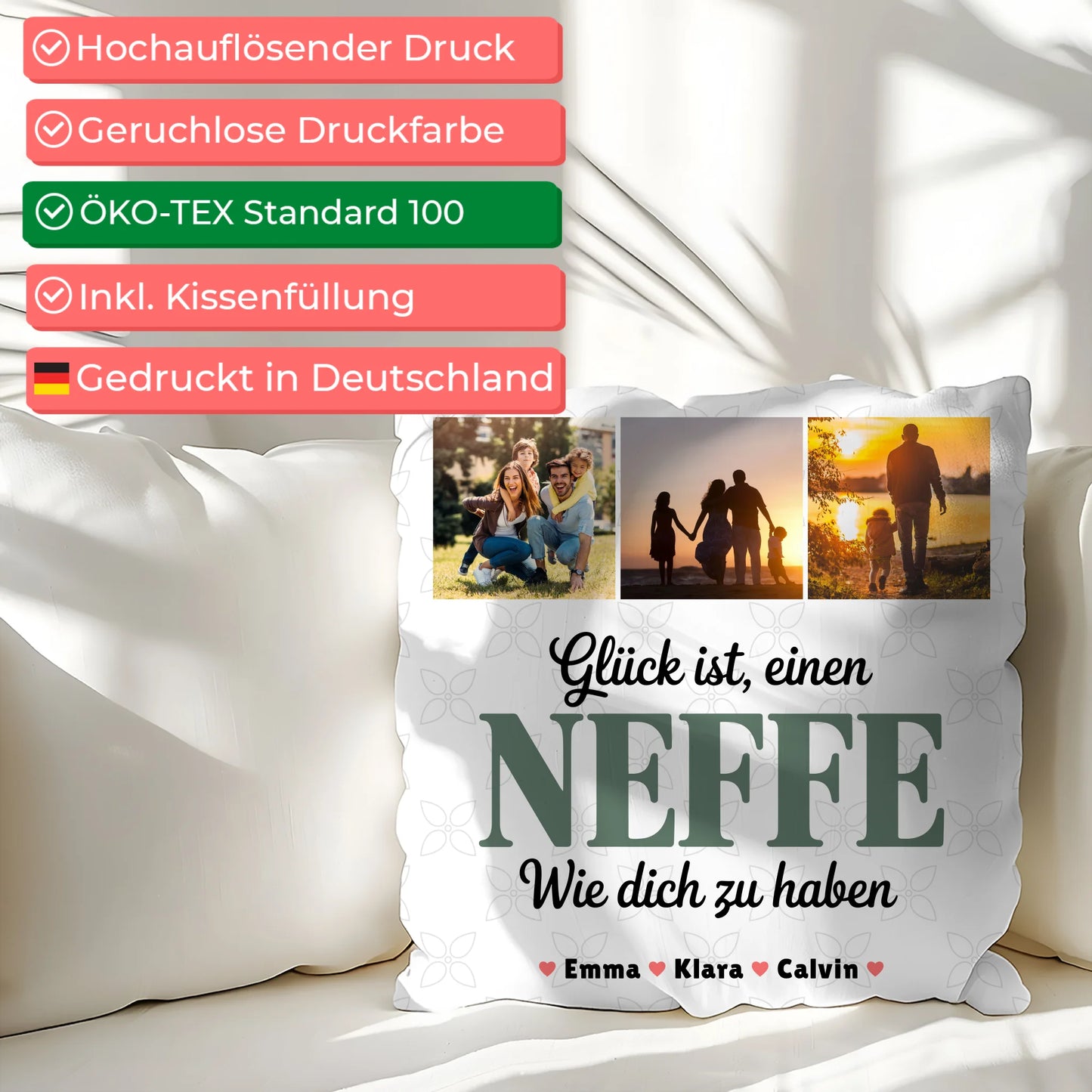 Personalisierte Geschenke mit Namen Kissen Geschenk Fotocollage Neffe Glück Ist einen Neffe Wie Dich Zu Haben 2