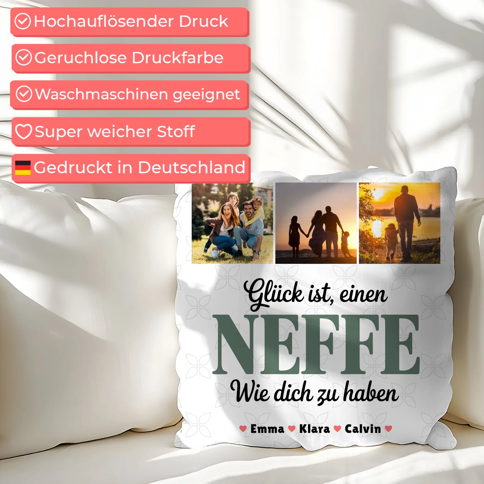 Personalisierte Geschenke mit Namen Kissen Geschenk Fotocollage Neffe Glück Ist einen Neffe Wie Dich Zu Haben 7