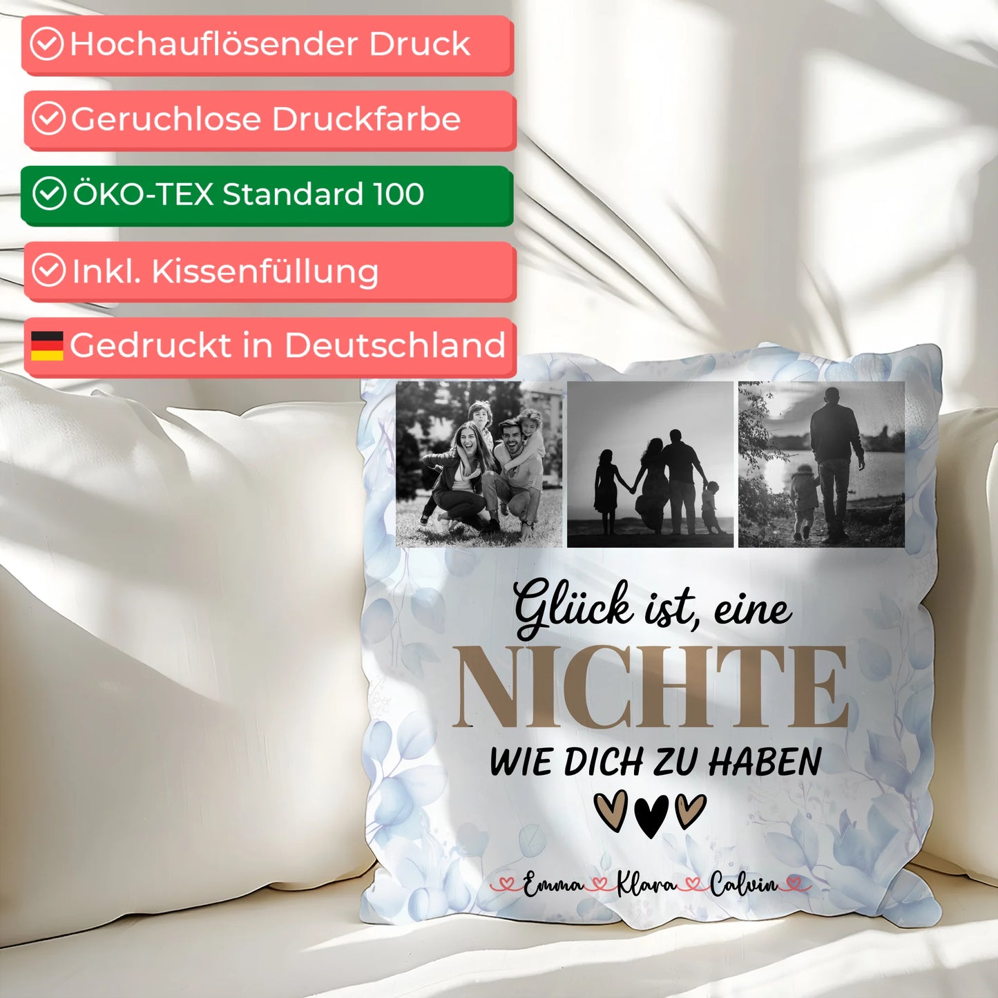 Foto Kissen Mit Namen Fotocollage Nichte Glück Ist eine Nichte Wie Dich Zu Haben Geschenk 2