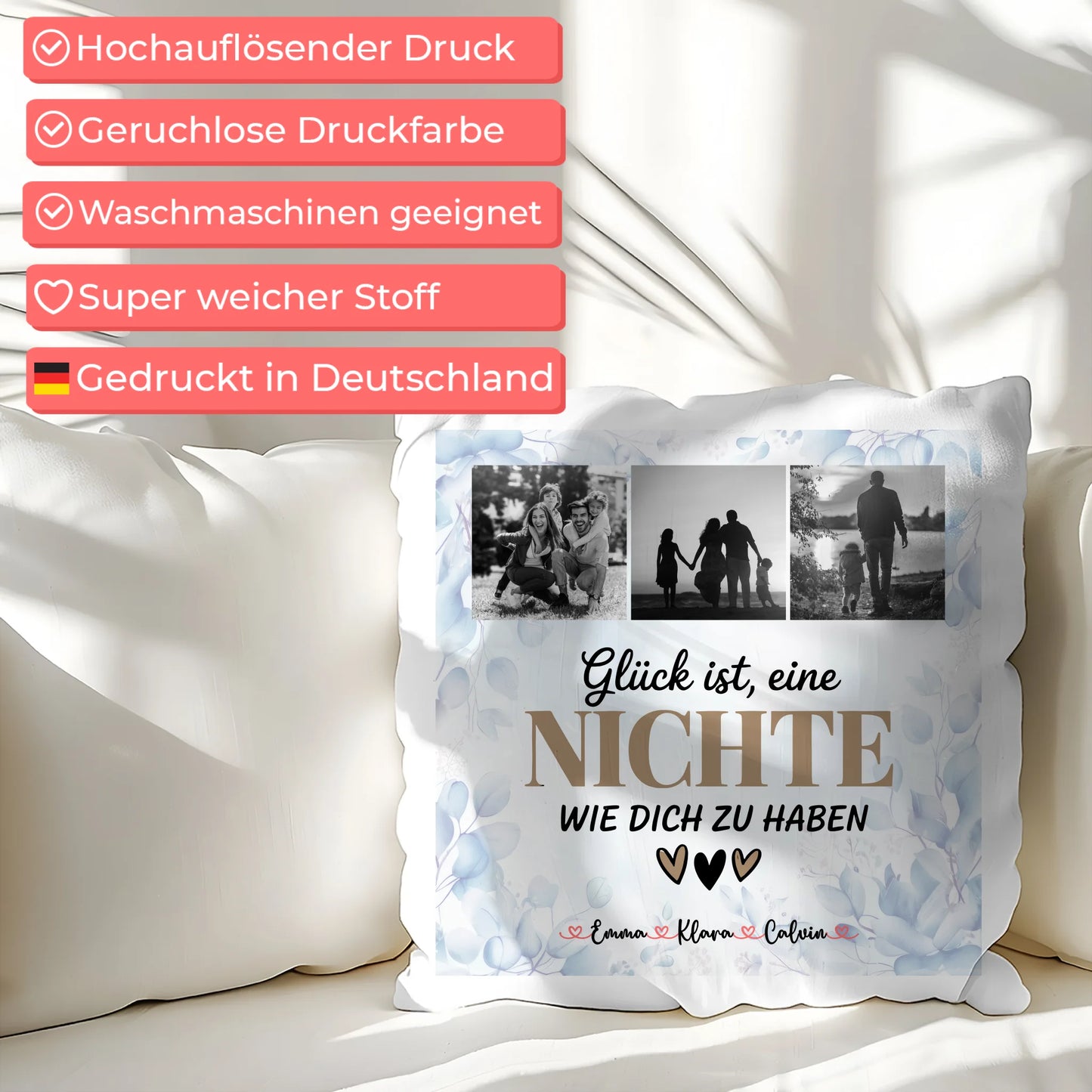 Foto Kissen Mit Namen Fotocollage Nichte Glück Ist eine Nichte Wie Dich Zu Haben Geschenk