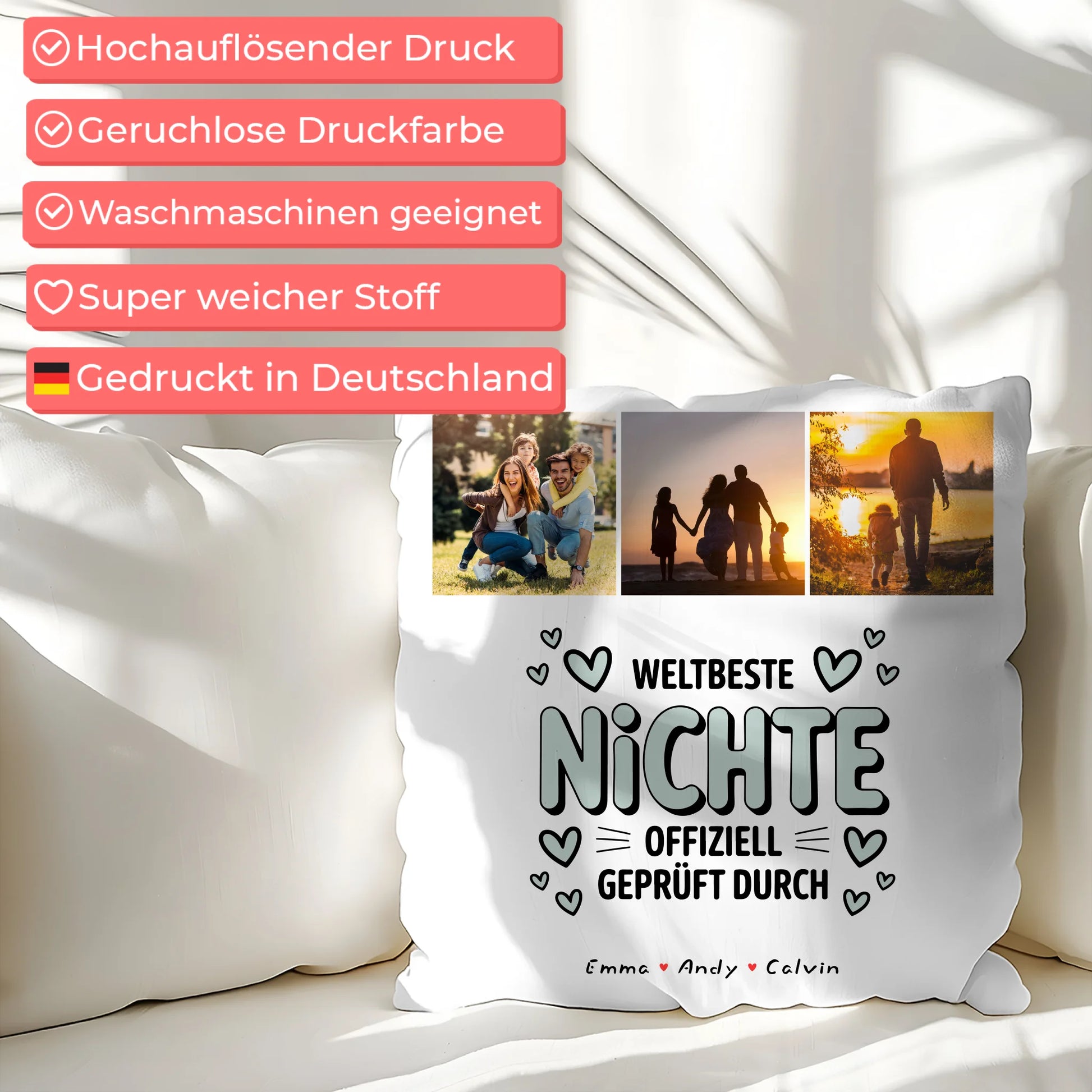 Namen Kissen Geschenk Fotocollage Nichte Weltbeste Nichte Offiziell Geprüft Durch Personalisierbar 7