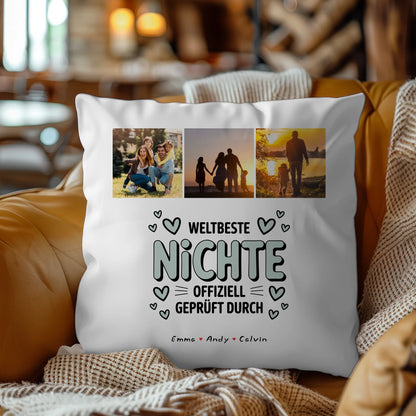 Namen Kissen Geschenk Fotocollage Nichte Weltbeste Nichte Offiziell Geprüft Durch Personalisierbar