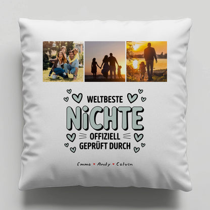 Namen Kissen Geschenk Fotocollage Nichte Weltbeste Nichte Offiziell Geprüft Durch Personalisierbar