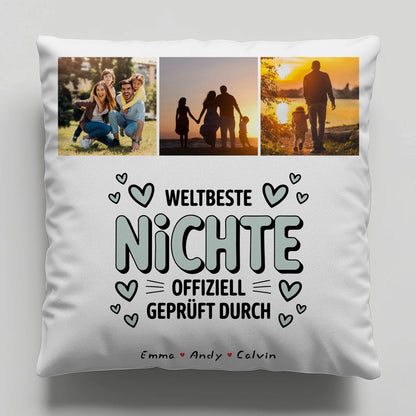 Namen Kissen Geschenk Fotocollage Nichte Weltbeste Nichte Offiziell Geprüft Durch Personalisierbar 6