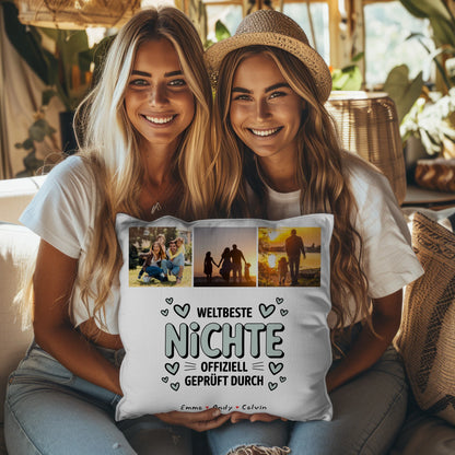 Namen Kissen Geschenk Fotocollage Nichte Weltbeste Nichte Offiziell Geprüft Durch Personalisierbar 8
