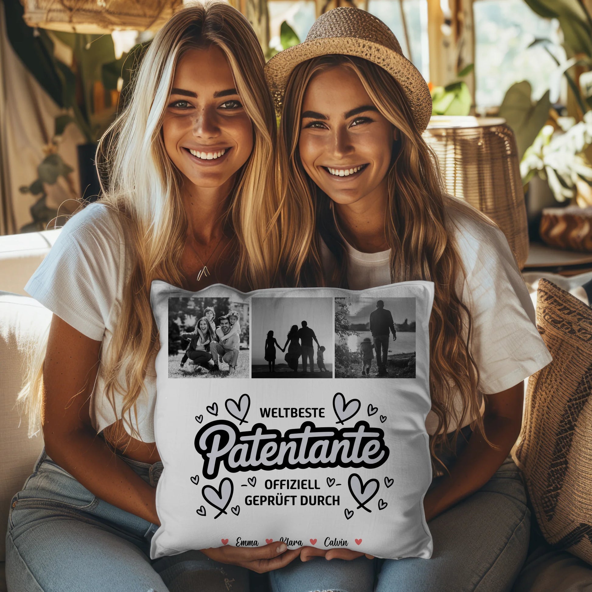 Personalisierte Geschenke mit Namen Kissen Patentante Fotocollage Weltbeste Patentante Offiziell Geprüft Durch 3