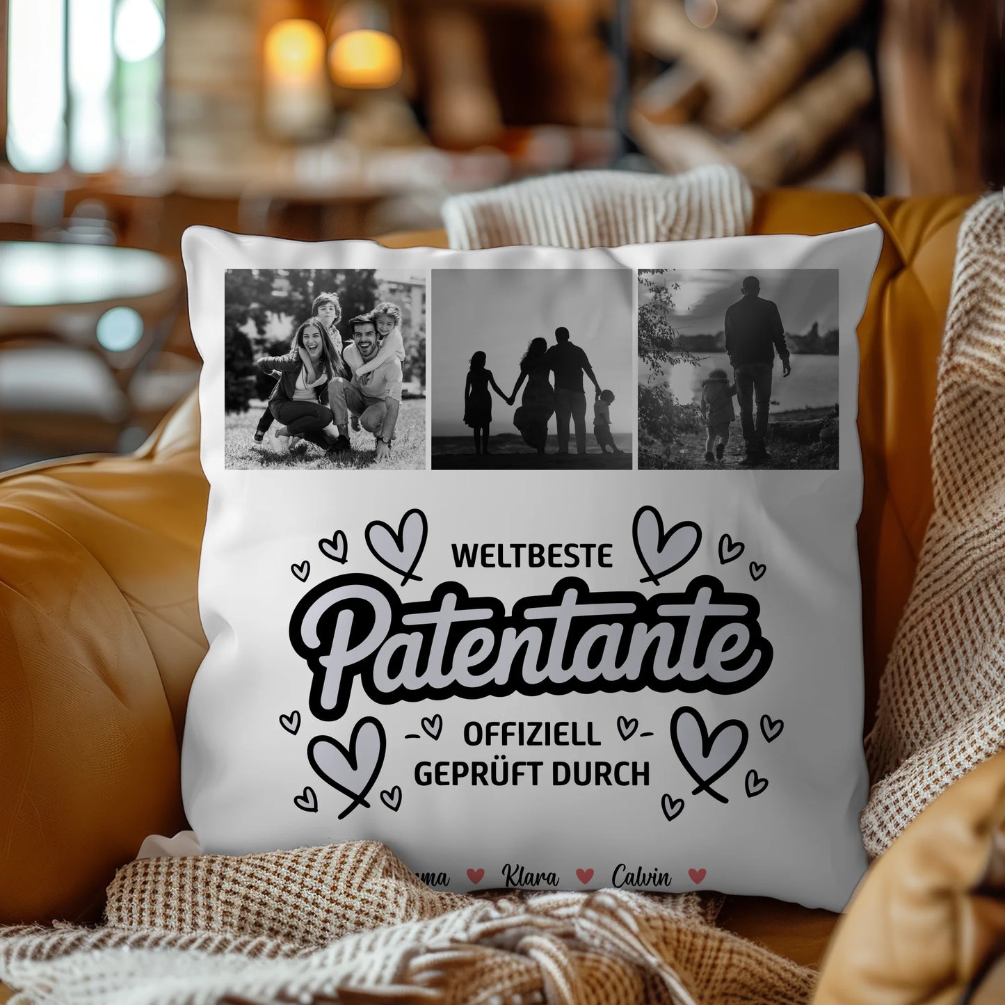 Personalisierte Geschenke mit Namen Kissen Patentante Fotocollage Weltbeste Patentante Offiziell Geprüft Durch 4