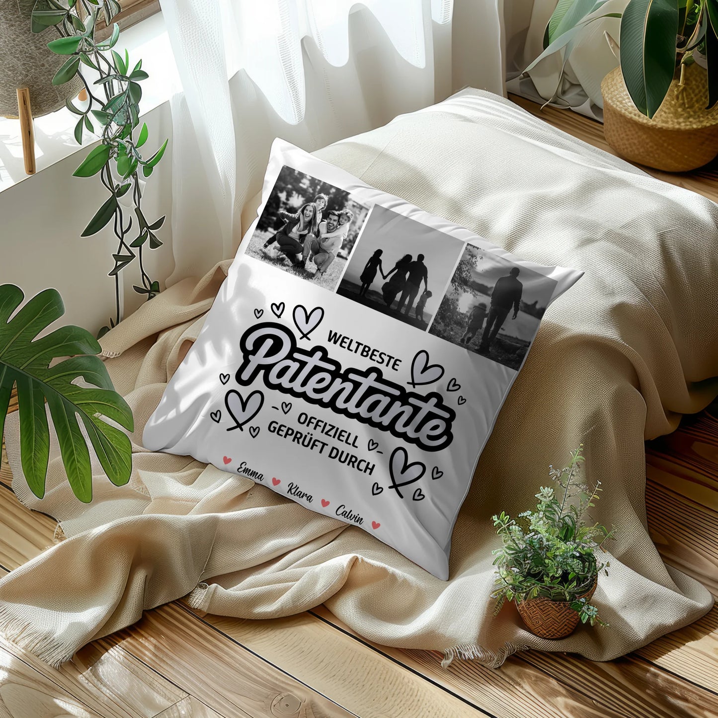 Personalisierte Geschenke mit Namen Kissen Patentante Fotocollage Weltbeste Patentante Offiziell Geprüft Durch 10