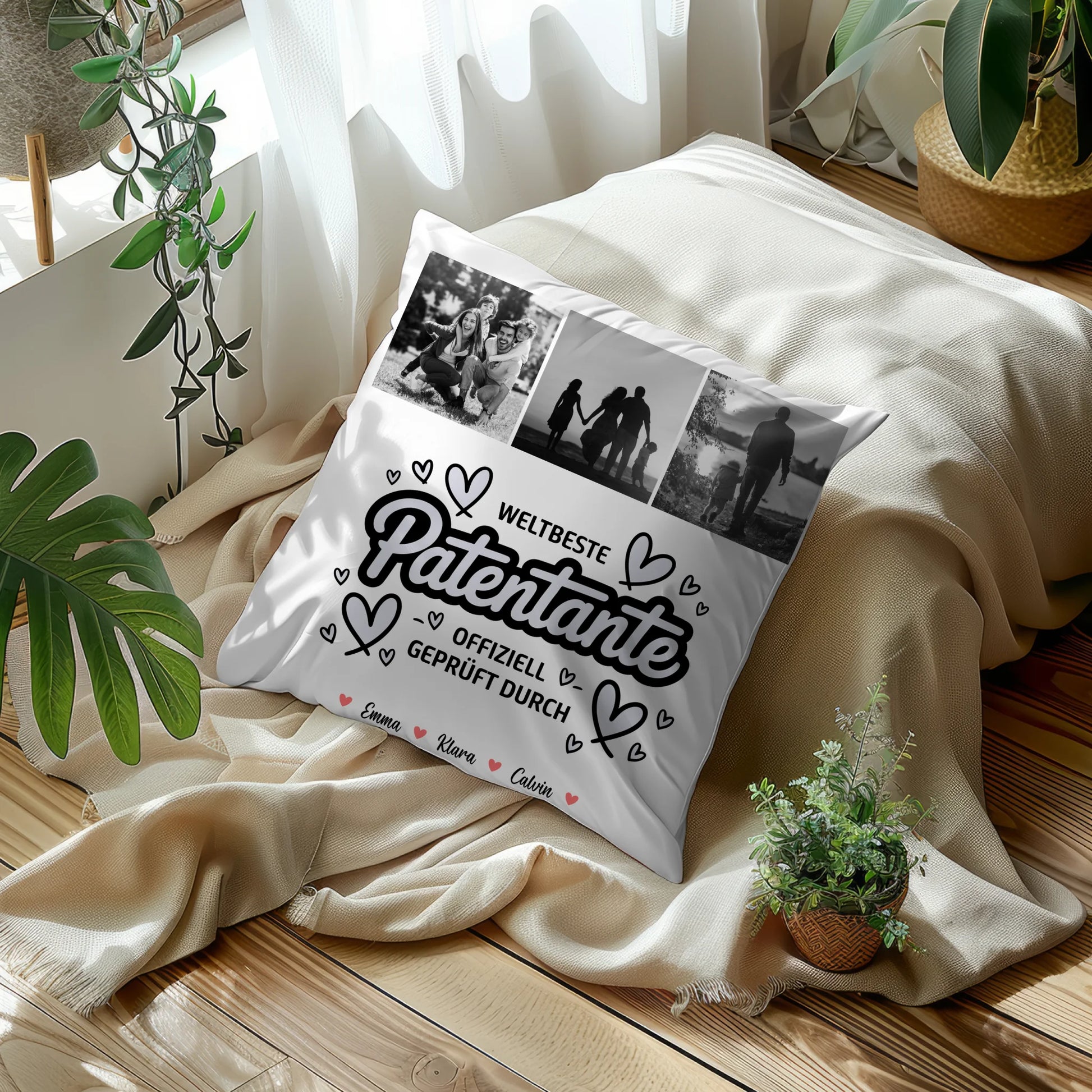 Personalisierte Geschenke mit Namen Kissen Patentante Fotocollage Weltbeste Patentante Offiziell Geprüft Durch 10