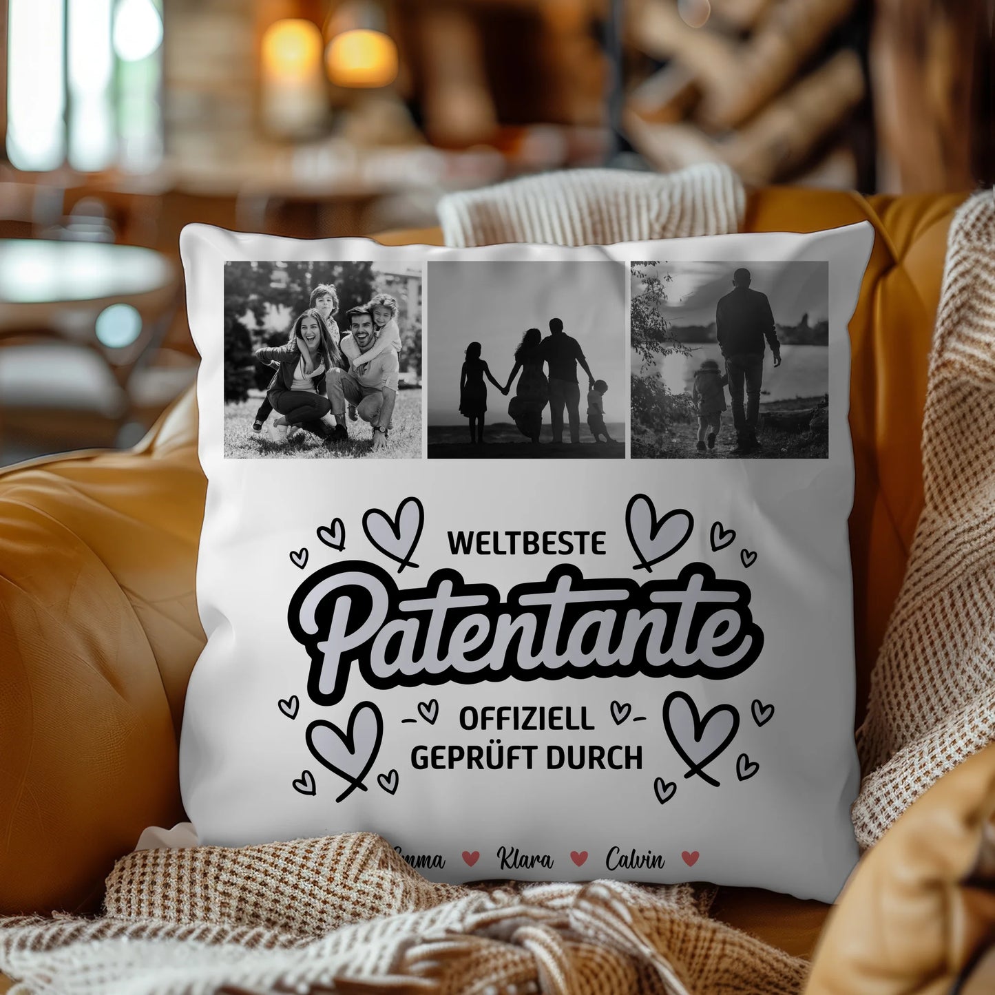 Personalisierte Geschenke mit Namen Kissen Patentante Fotocollage Weltbeste Patentante Offiziell Geprüft Durch 9