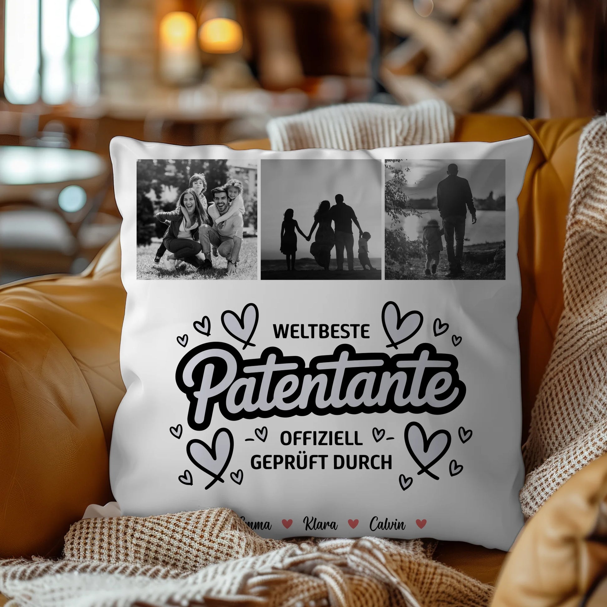Personalisierte Geschenke mit Namen Kissen Patentante Fotocollage Weltbeste Patentante Offiziell Geprüft Durch 9