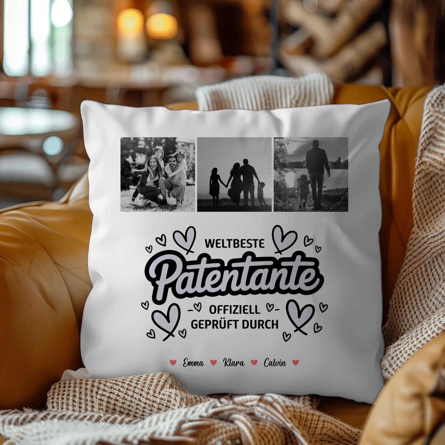 Personalisierte Geschenke mit Namen Kissen Patentante Fotocollage Weltbeste Patentante Offiziell Geprüft Durch