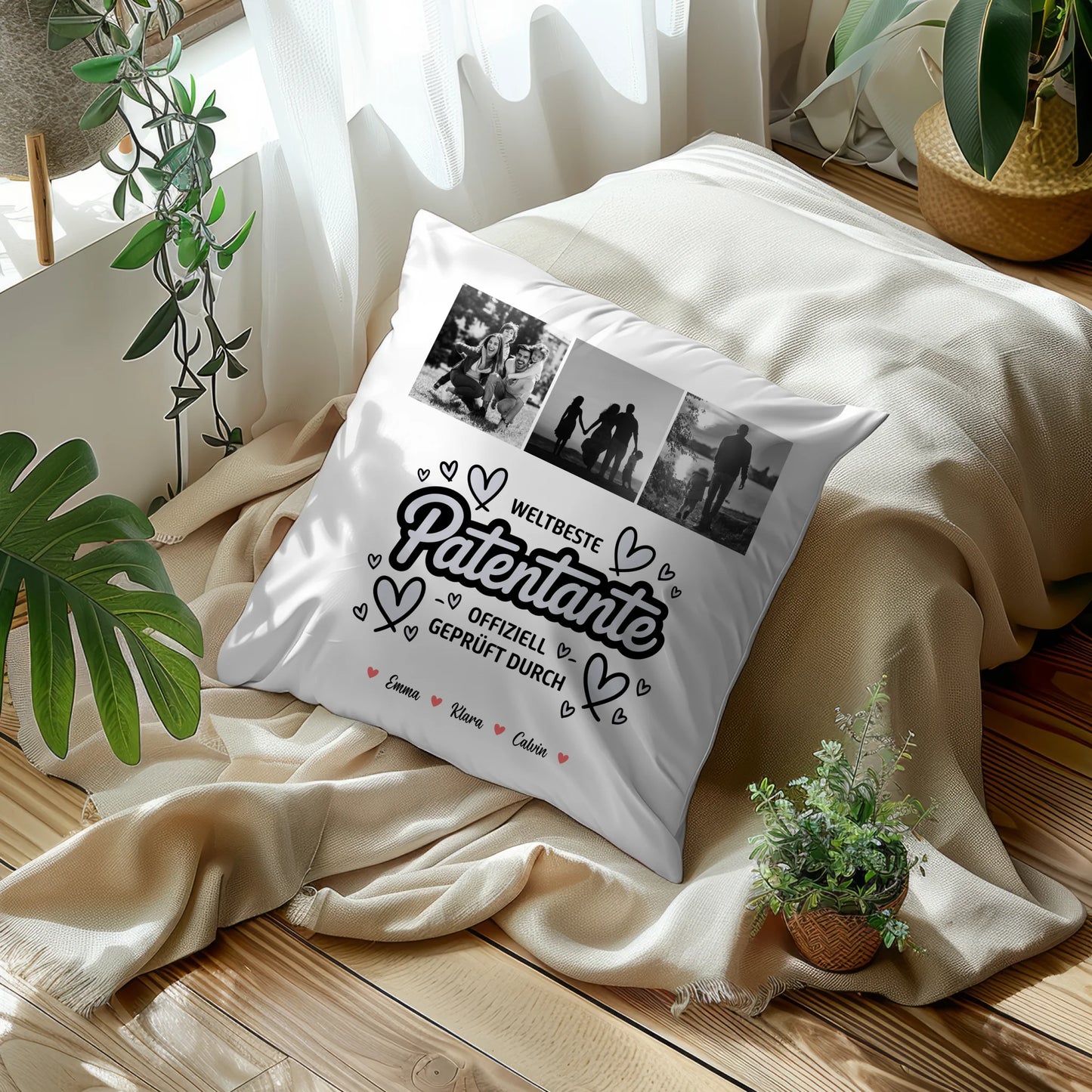 Personalisierte Geschenke mit Namen Kissen Patentante Fotocollage Weltbeste Patentante Offiziell Geprüft Durch