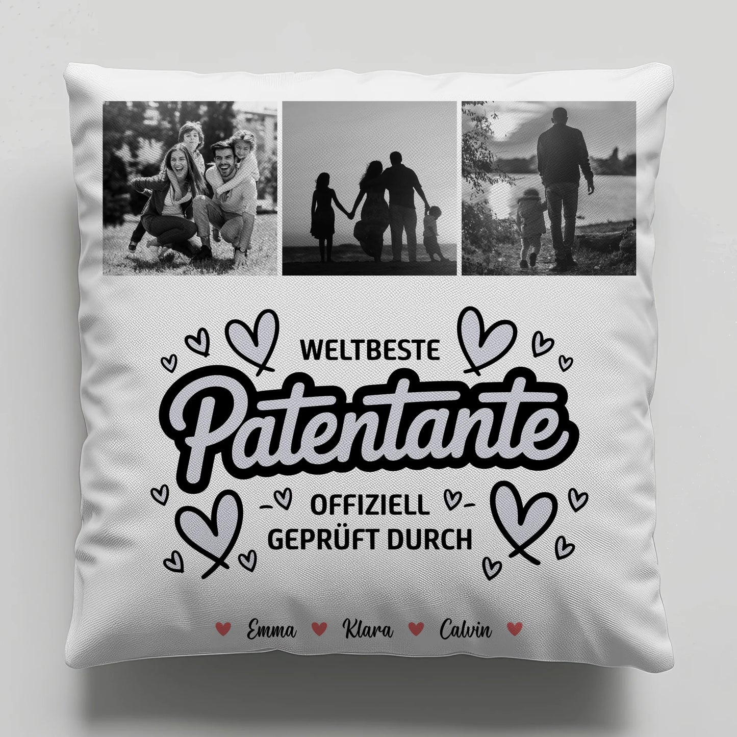 Personalisierte Geschenke mit Namen Kissen Patentante Fotocollage Weltbeste Patentante Offiziell Geprüft Durch 6