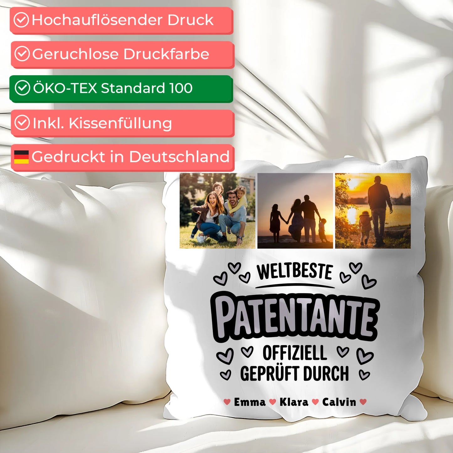 Namen Kissen Geschenk Fotocollage Patentante Weltbeste Patentante Offiziell Geprüft Durch 2