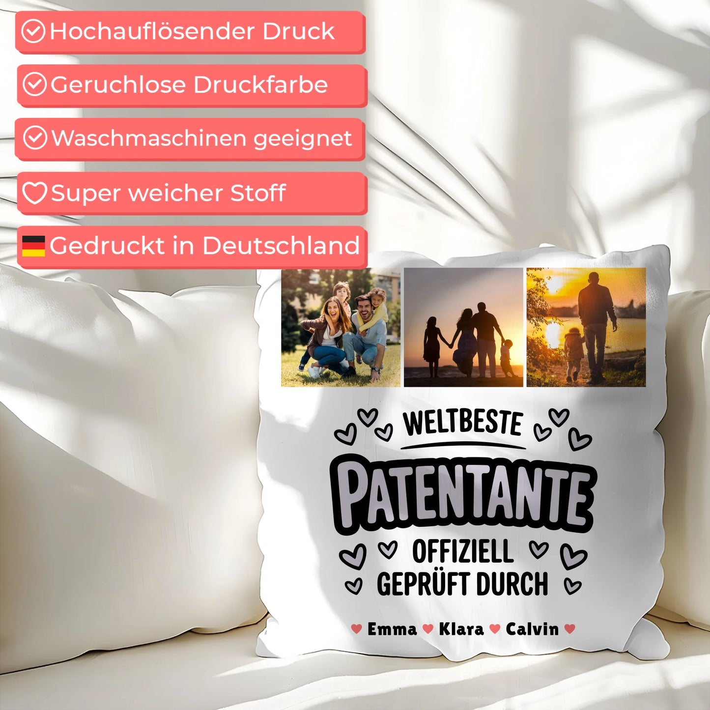 Namen Kissen Geschenk Fotocollage Patentante Weltbeste Patentante Offiziell Geprüft Durch 7