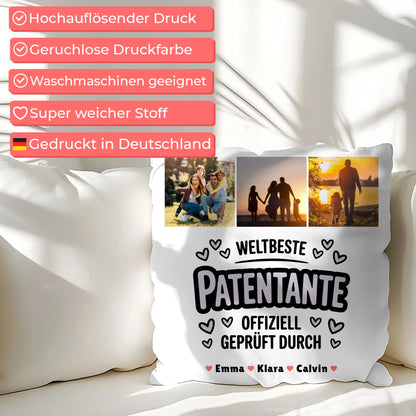 Namen Kissen Geschenk Fotocollage Patentante Weltbeste Patentante Offiziell Geprüft Durch 7