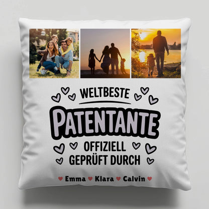 Namen Kissen Geschenk Fotocollage Patentante Weltbeste Patentante Offiziell Geprüft Durch 1