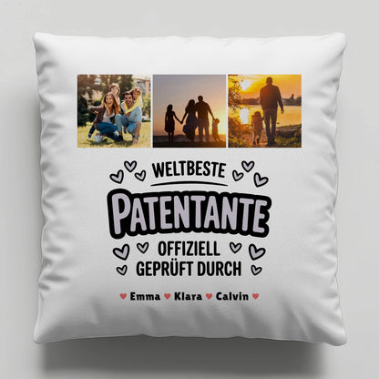 Namen Kissen Geschenk Fotocollage Patentante Weltbeste Patentante Offiziell Geprüft Durch