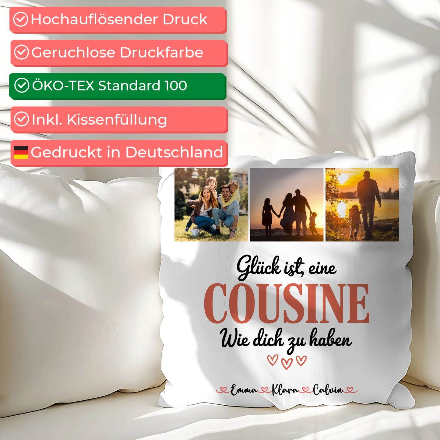 Personalisiertes Foto Kissen Mit Namen Fotocollage für Cousine Glück Ist eine Cousine Wie Dich Zu Haben 2