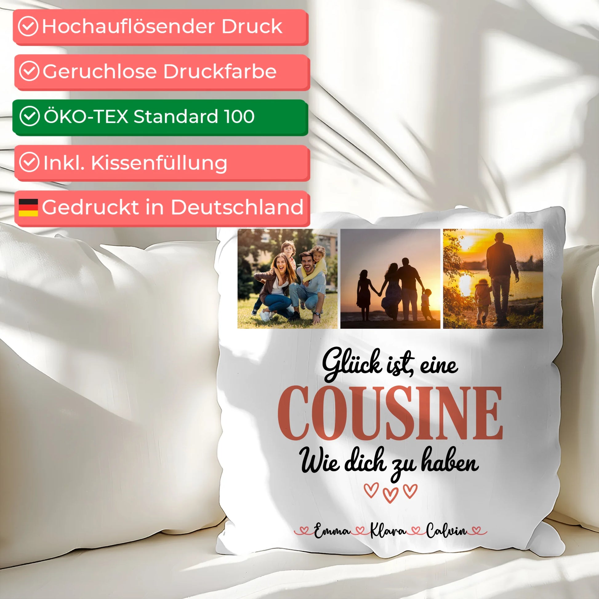 Personalisiertes Foto Kissen Mit Namen Fotocollage für Cousine Glück Ist eine Cousine Wie Dich Zu Haben 2