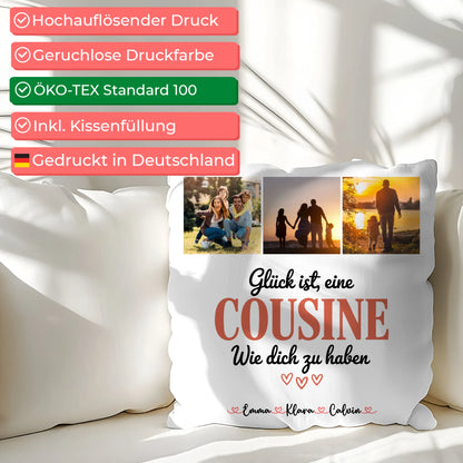 Personalisiertes Foto Kissen Mit Namen Fotocollage für Cousine Glück Ist eine Cousine Wie Dich Zu Haben 2
