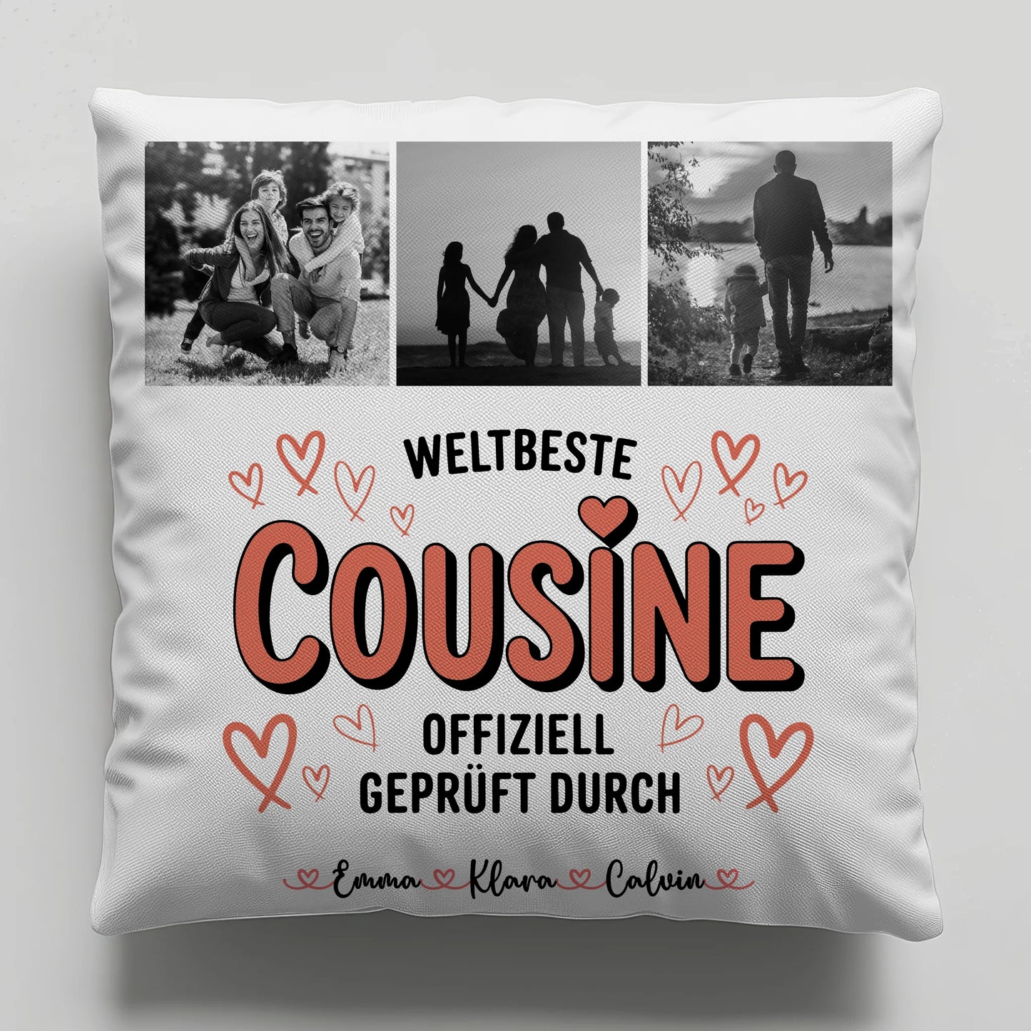 Kissen Mit Namen und Cousine Fotocollage Weltbeste Cousine Offiziell Geprüft Durch 1